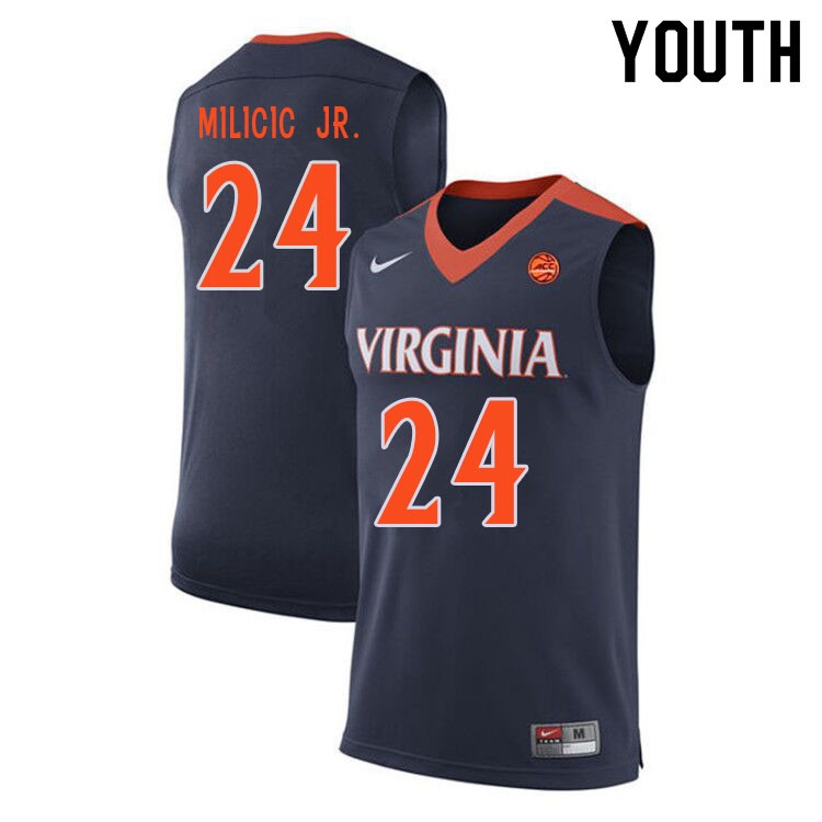 Youth #24 Igor Milicic Jr.Virginia Cavaliers College Basketball Jerseys Sale-Navy